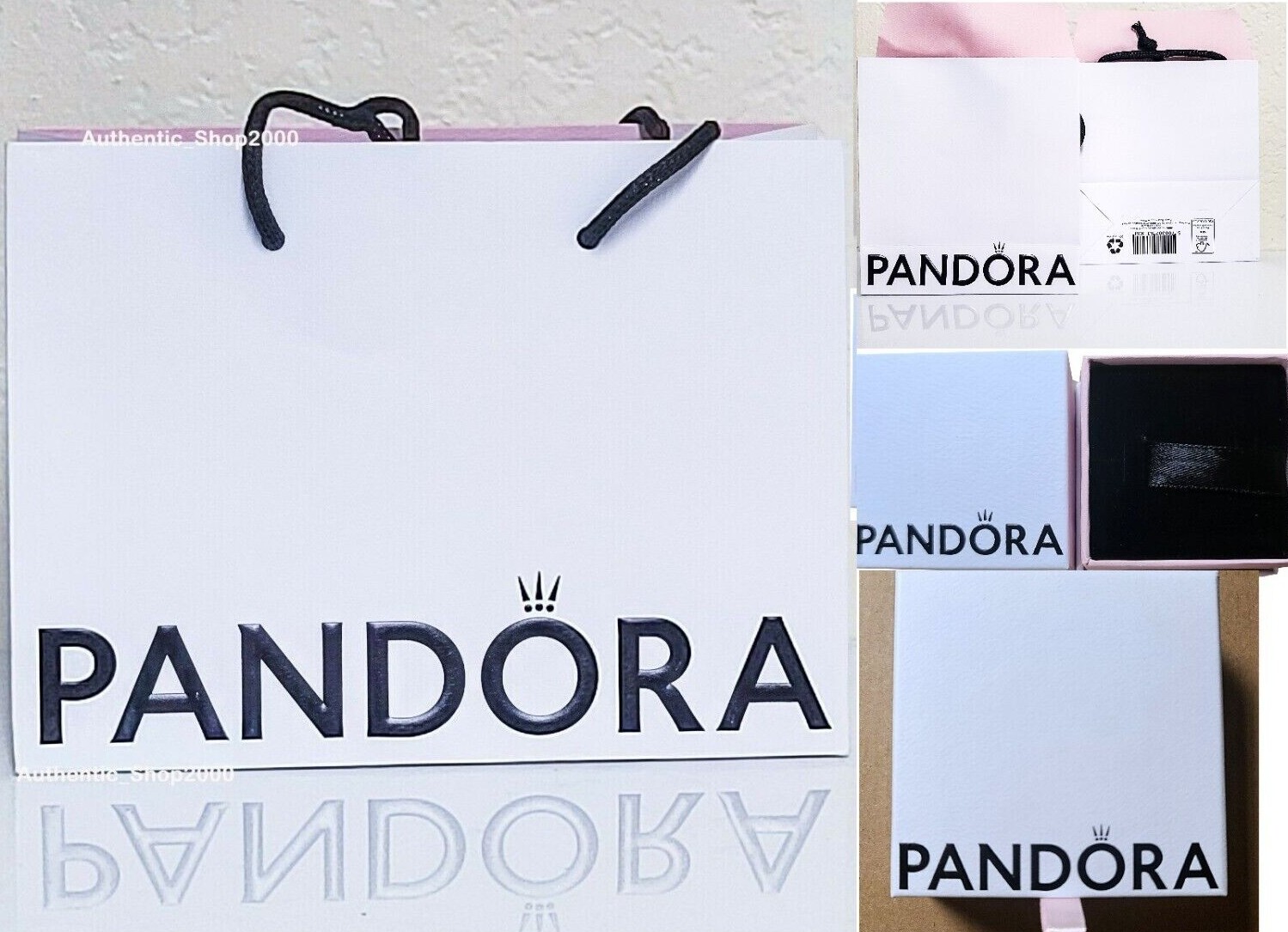 PANDORA Brand White Bracelet, Ring, Charm Box Shopping Bag Jewelry Gift Boxes