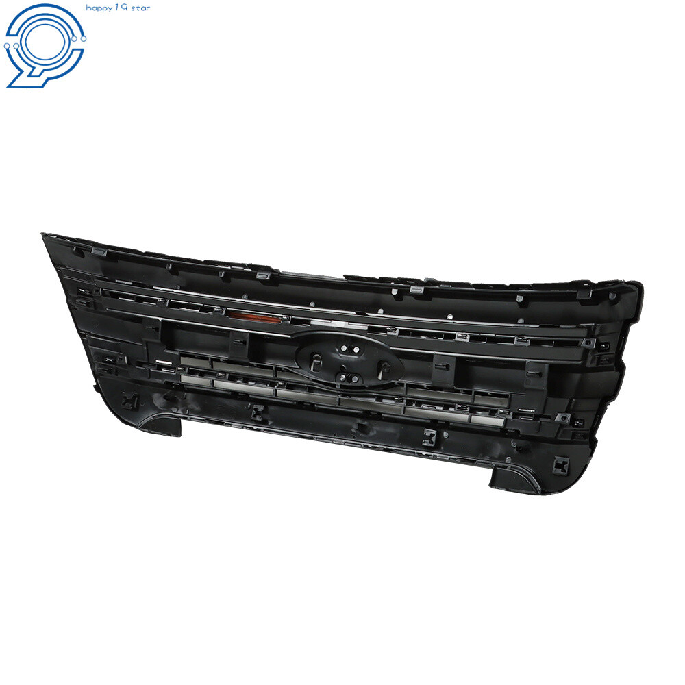 Fit For 2011-2015 Ford Explorer Front Bumper Upper Grille Assembly Glossy Black
