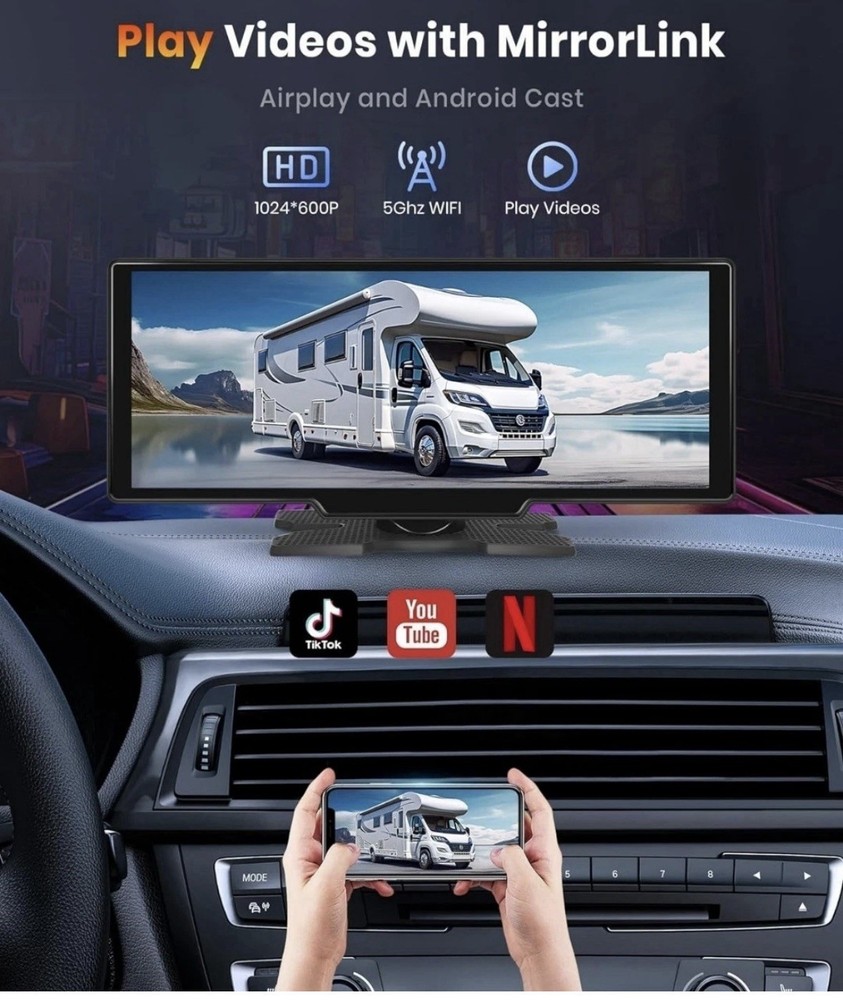PODOFO 10.26" Multimedia Smart Screen Player Wireless Carplay Android Navig A3