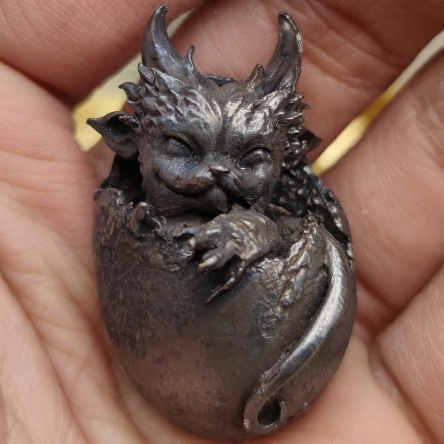 Black Solid Copper Legendary Dragon Miniature Statue for Shelter Display