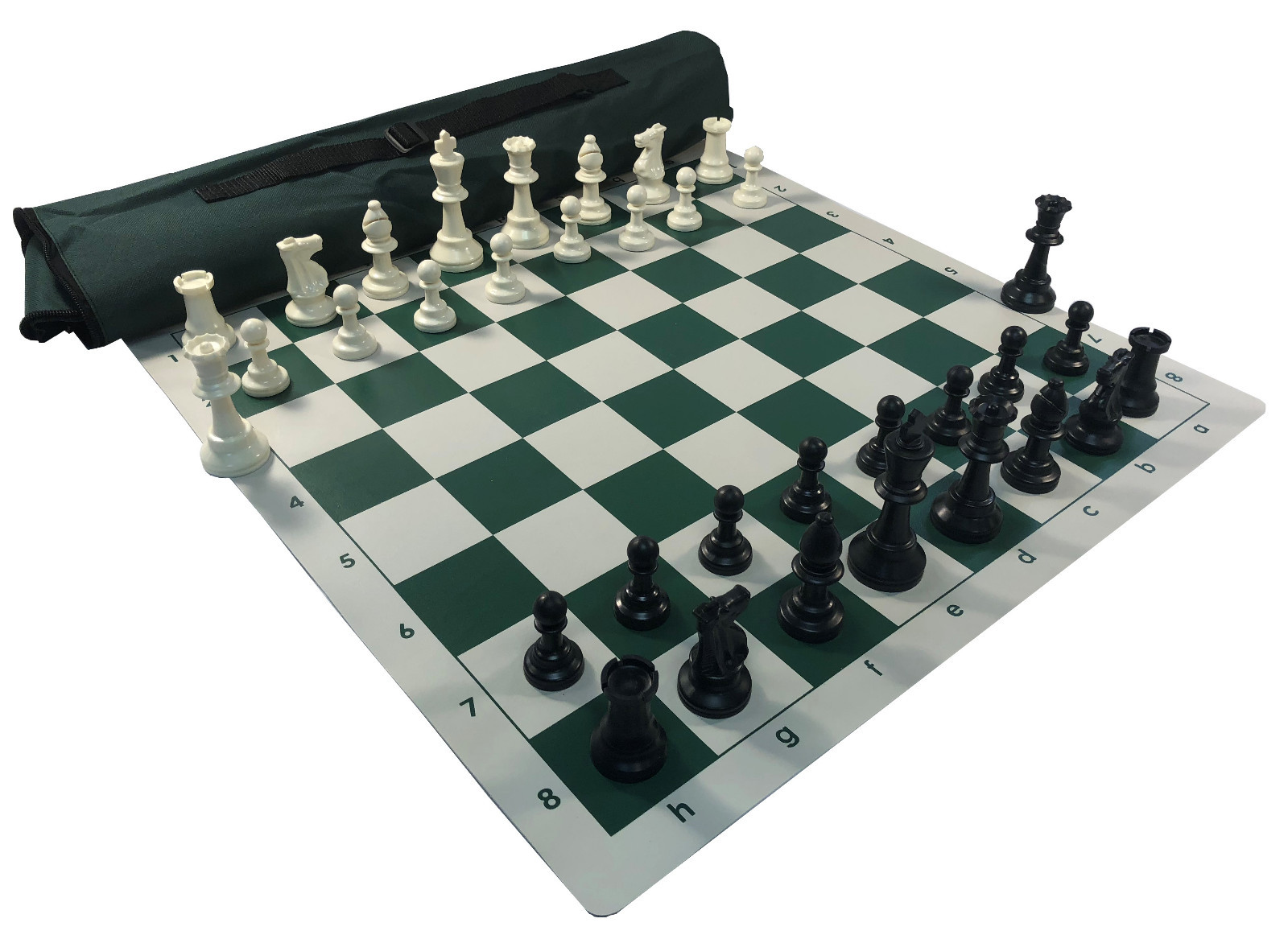 GREEN QUIVER COMBO : Chess Board, Bag, & 3 3/4" King Chess Pieces - FREE SHIP