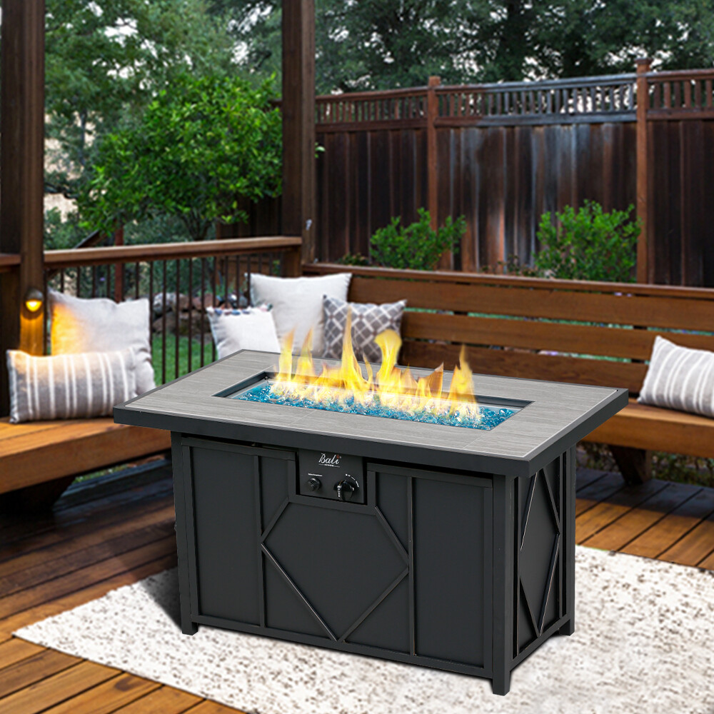 BALI OUTDOORS propane fire pit 42" Rectangular Gas Fire Pit Table 60000BTU Glass