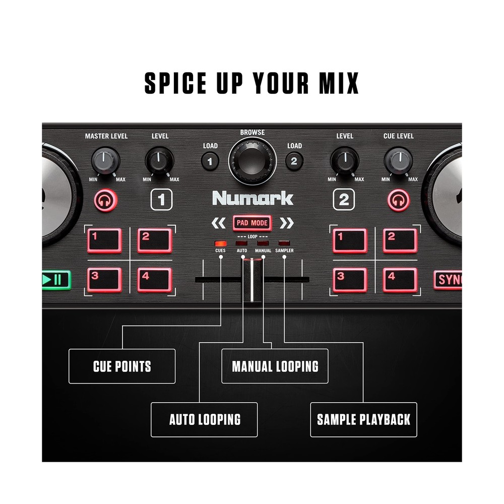 DJ Controller & DMX Bundle - DJ Controller with 2 Decks, DMX Interface & Sera...