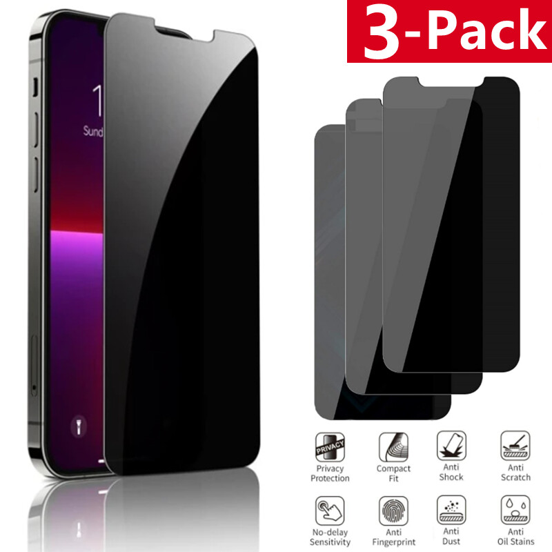 3 Pack for iPhone 17 16 15 14 13 Pro Max Privacy Tempered Glass Screen Protector