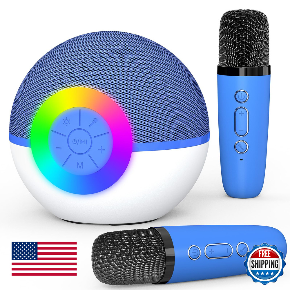 Mgaolo Mini Karaoke Machine Portable Bluetooth Speaker with 2 Wireless Microphon