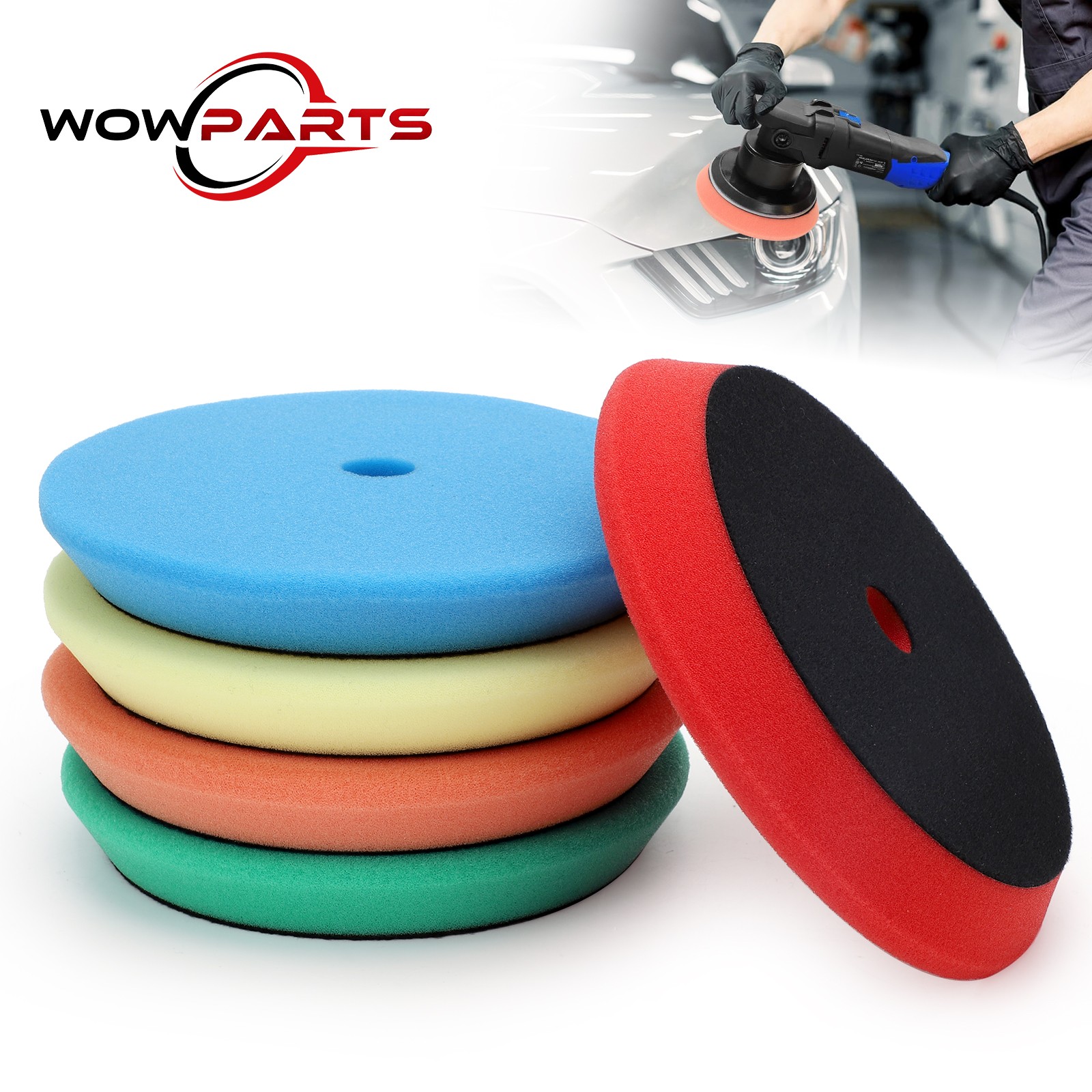 5PCS 7" from Coarse to Fine Buffing Polishing Pads for Car Polisher Foam Waxing