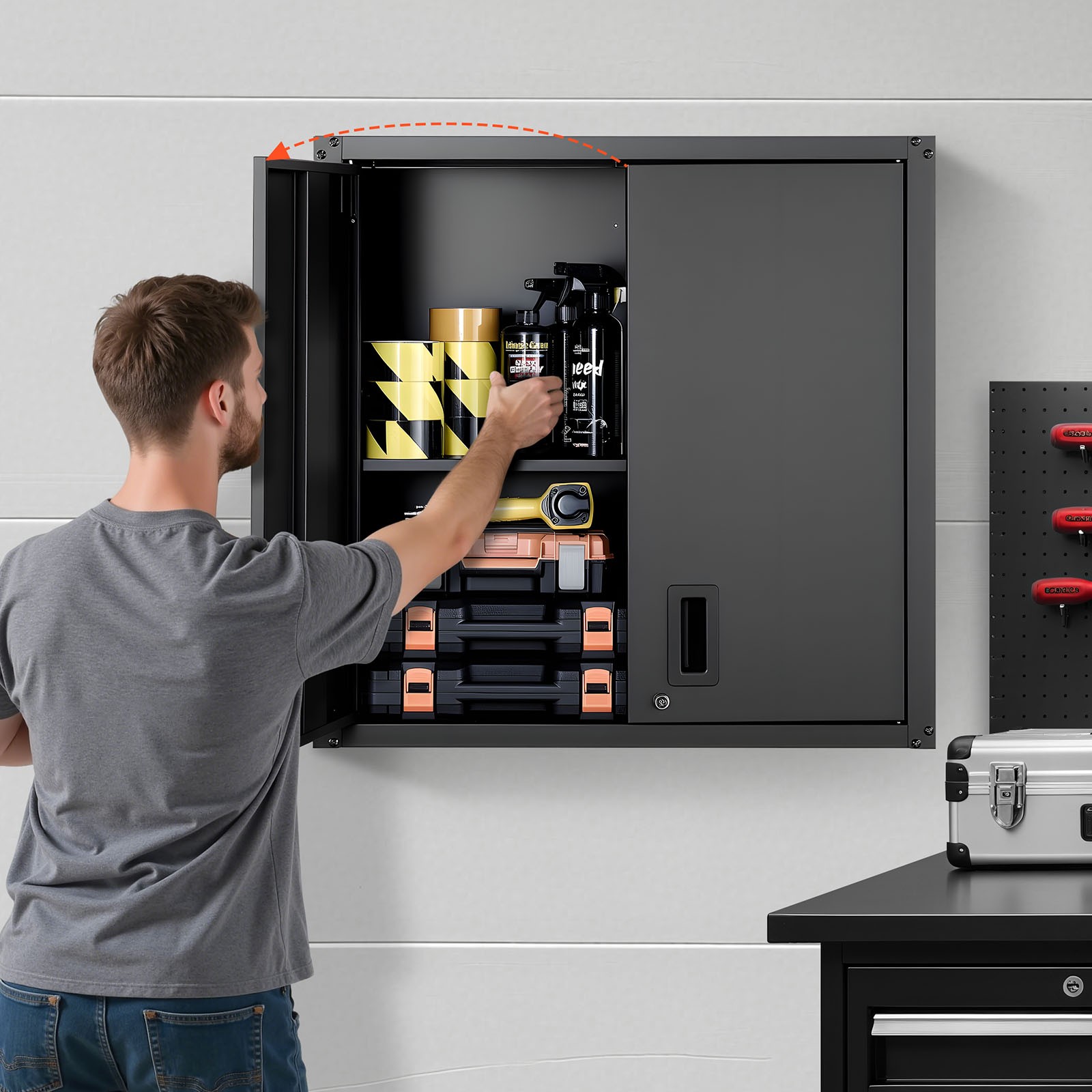 VEVOR Metal Wall Cabinet 30 inch Wall Mounted Cabinet with Adjustable Shelf