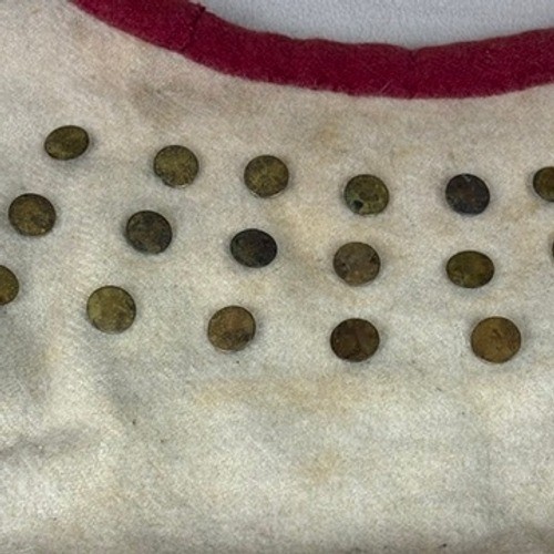 Crow Native American Wool Camp Dress Copper Buttons Parfleche Belt Antique 1890s