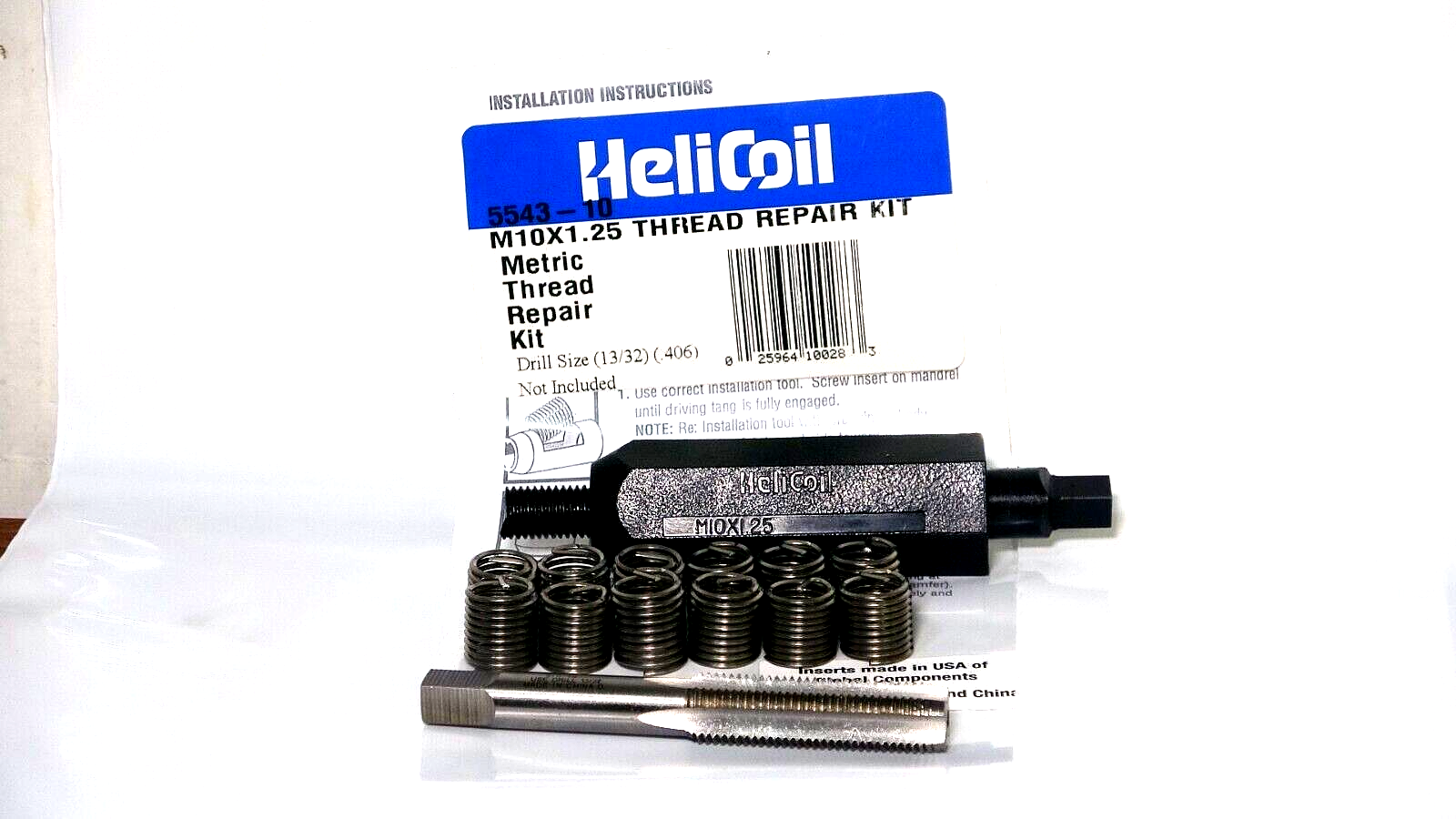 Helicoil Thread Repair Pack M10 x 1.25 With 12 Fine Thread Inserts
