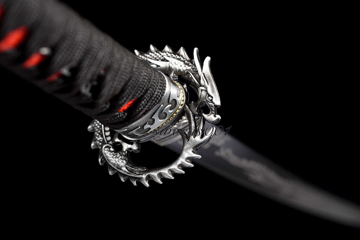 Handmade Black Blade Japanese Samurai Katana Sword 1095 High Carbon Steel Sharp