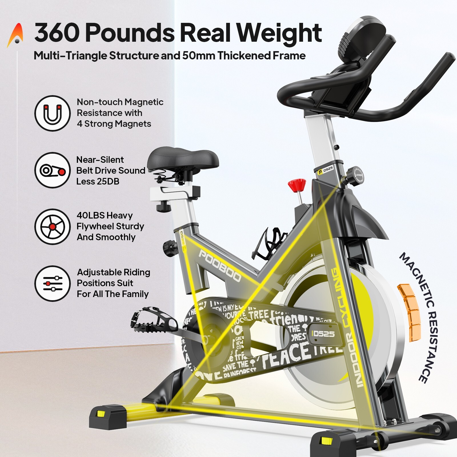 Indoor Cardio Workout Machine Stationary Bike Cycling Fitness Home Exercise Bike