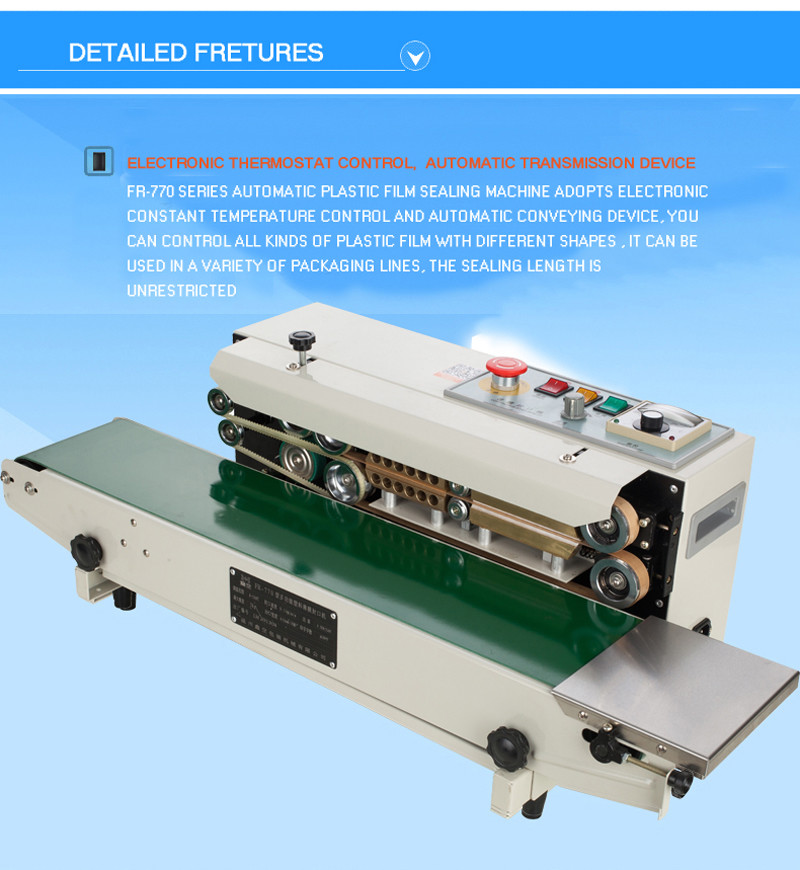 FR-770 Mode Upgrades Big Power Motor 110V Horizontal Continuous Sealer Machine