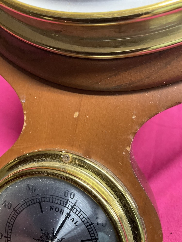 Vintage Jason Barometer Thermometer Humidity Hygrometer Solid Wood Brass