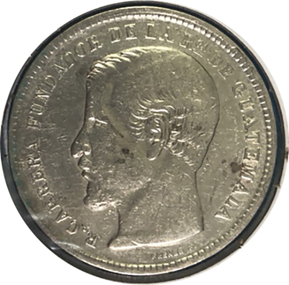 1870 R GUATEMALA 1 ONE PESO SILVER.
