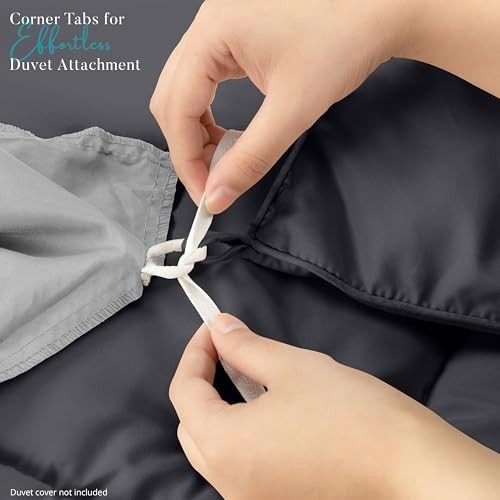 Comforter Duvet Insert, Quilted Comforter with Corner Tabs, Box Queen Grey