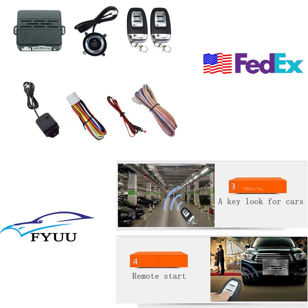 Car Alarm System Security Vibration Alarm Ignition Engine Remote Start Button US
