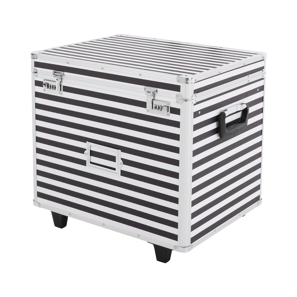 Striped style Rolling File Storage Case, Lockable File Box with Telescopic Pole