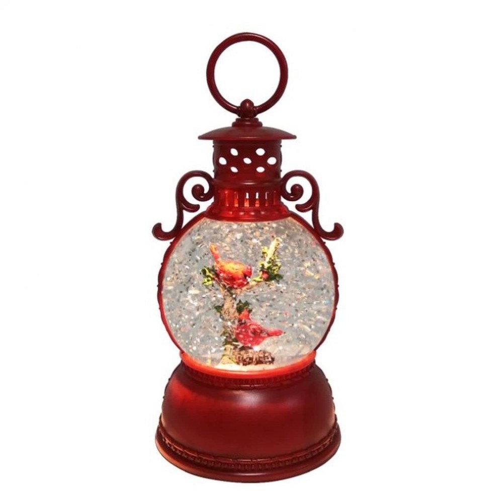 Regency 8" LED Battery Operated Timer Cardinal Lantern Water Globe USB