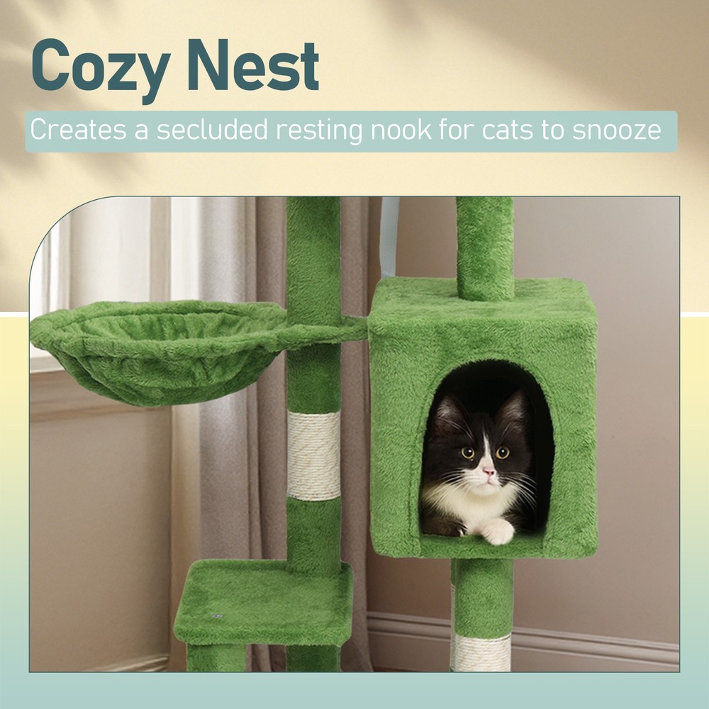 48in Plush Cat Tree with Leaves, Multi-level Cat Tower,in stock