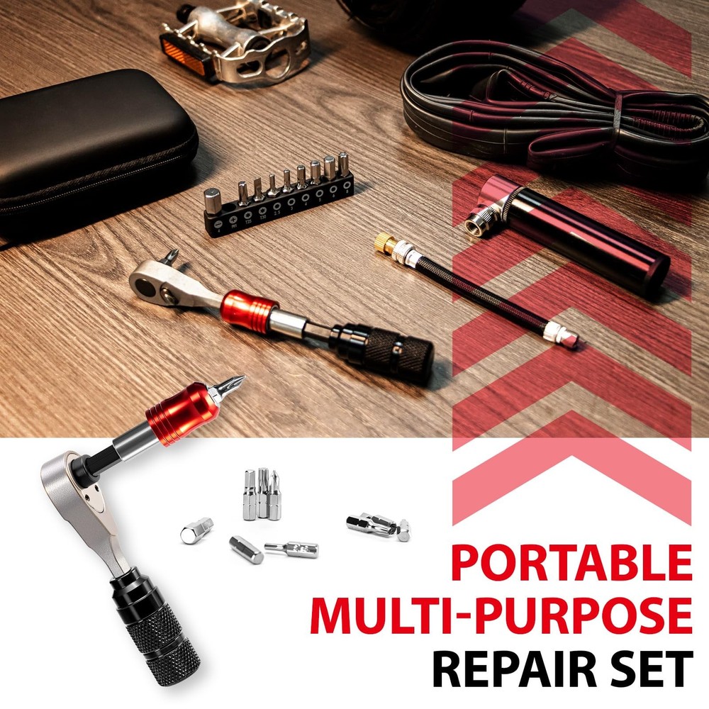 Portable Bicycle Repair Tool Kit With Mini Pump Multitool Maintenance Set Kit
