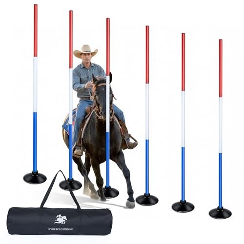 6 Pcs 6FT Pole Bending Poles for Horses, Adjustable With weighted base
