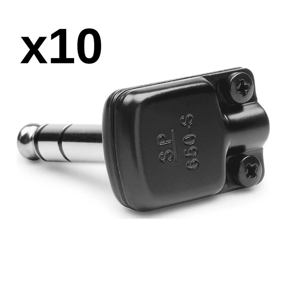 10 Pack  -Squareplug SP650-SBK Right Angle TRS/Stereo Plug, Black