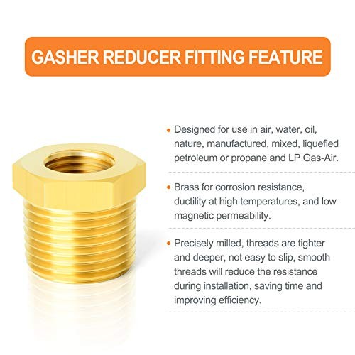 12PCS Brass Hex Bushing Fitting Kit Hex Bushing 1/4" - Hex Bushing Kit（12Pcs）