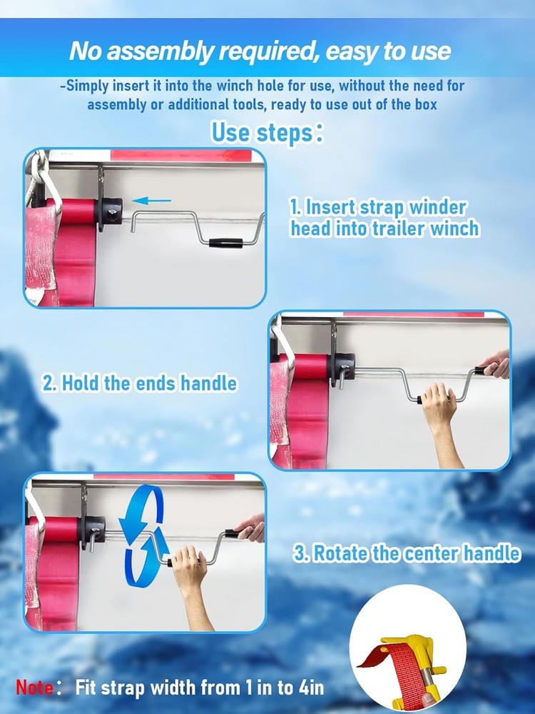 Heavy Duty Winch Strap Winder 2-Pack for Flatbed Trailers - Effortless Operation