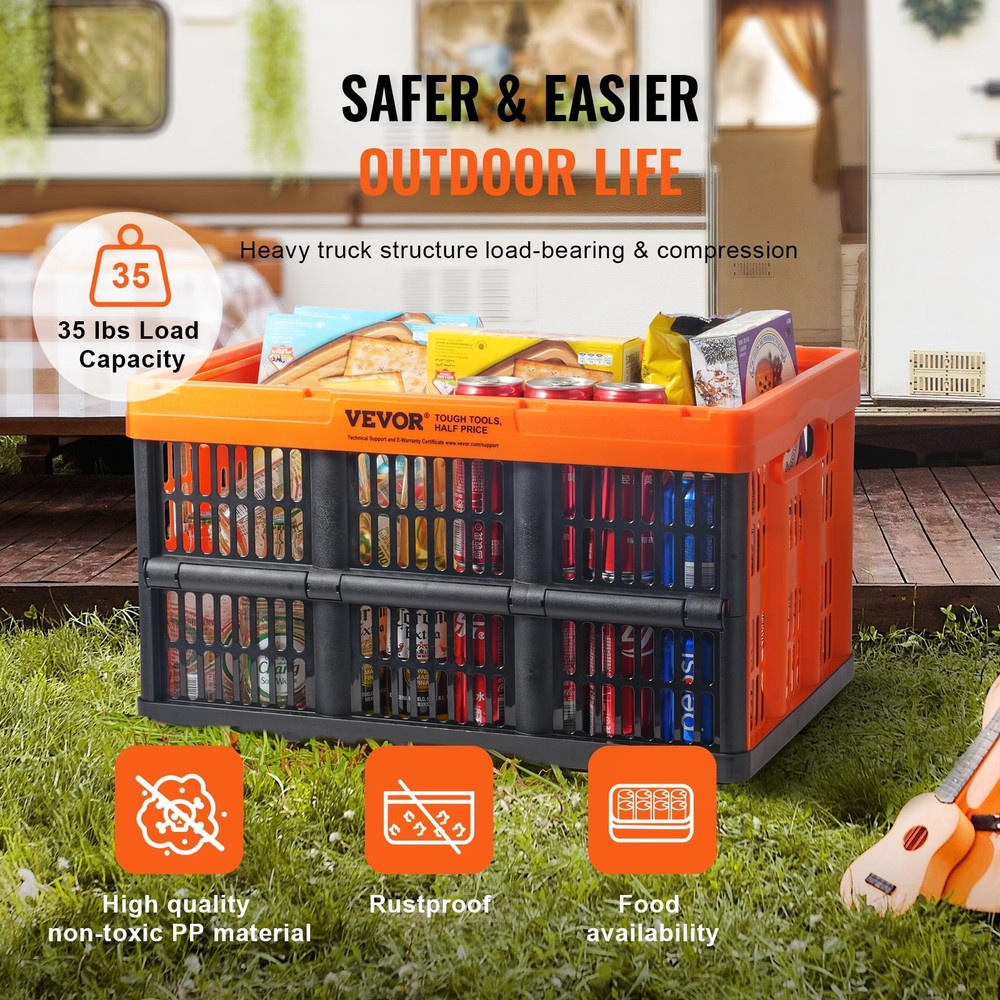 [New]Plastic Collapsible Storage Basket, 45L 3 Packs, Folding Stackable Storage