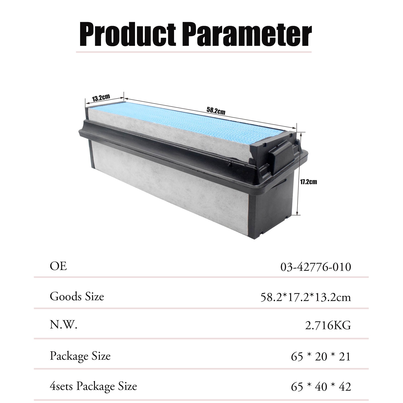 03-42776-010 Engine Air Filter Fit For 2018 - 2022 Freightliner Cascadia