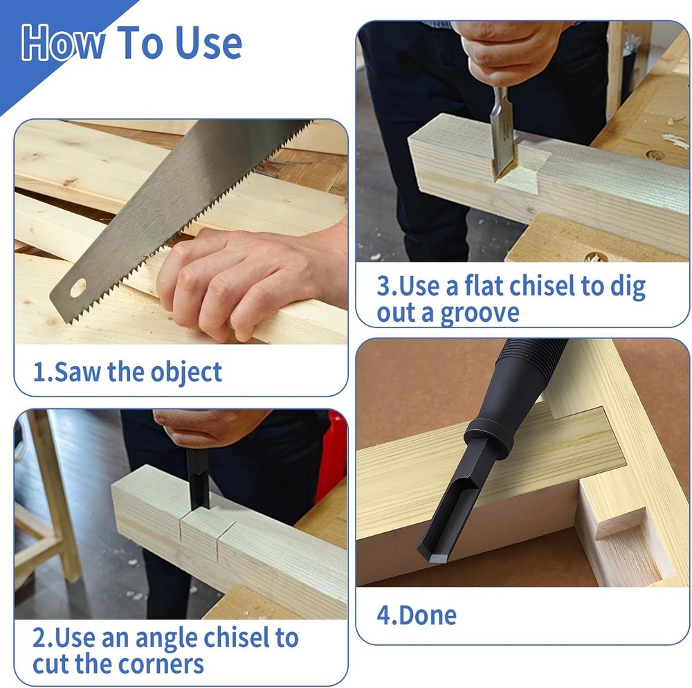 Corner Chisel, 90° Square Mortise Chisel 8mm 12mm Hinge Recess 8mm,
