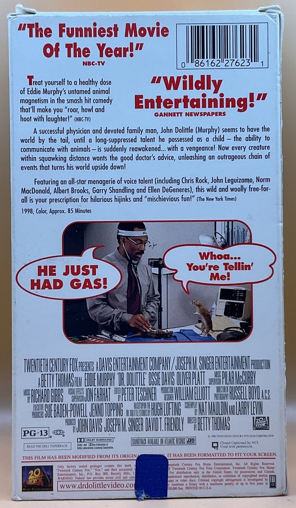 Dr. Dolittle VHS 1998 Eddie Murphy