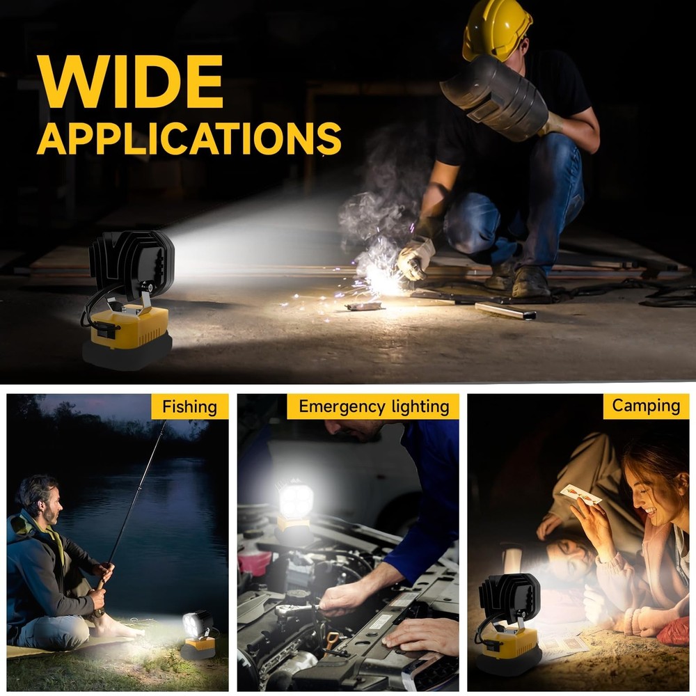 40W 6000LM flashlight，Azocek LED Work Light Compatible with Dewalt 20V Battery