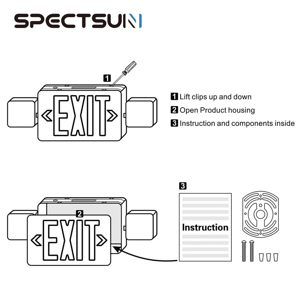 UL Listed-1 Pack Red Led Exit Sign Lights with Battery For Led Emegency Light.