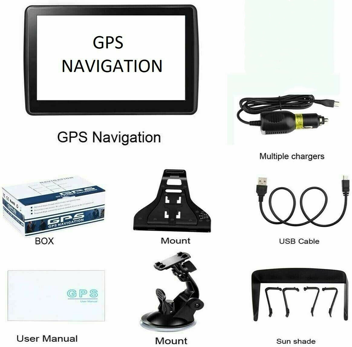 7 Inch Car Truck GPS Navigation 8G 256M Touch Screen Navigator Canada Mexico US