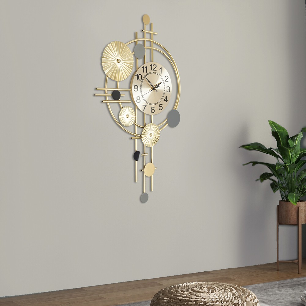 Modern Gold Wall Clock, Elegant Design, Silent Movement, Wall Mount Decor