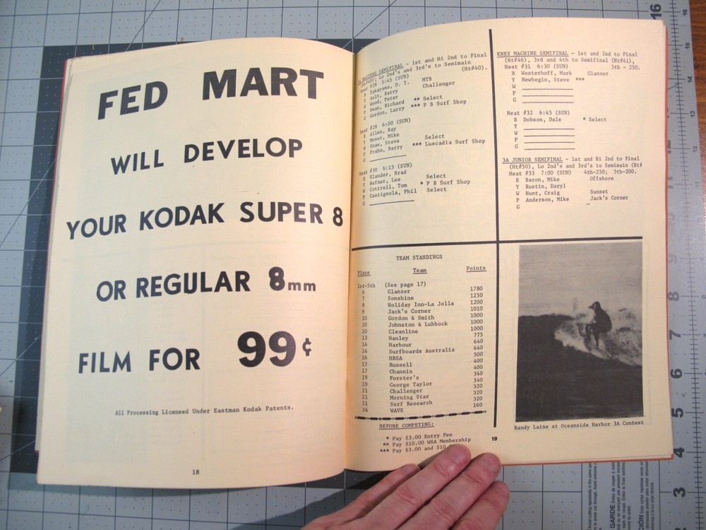 vtg Surfing ephemera- 1972 WSA Surf Contest program District 6