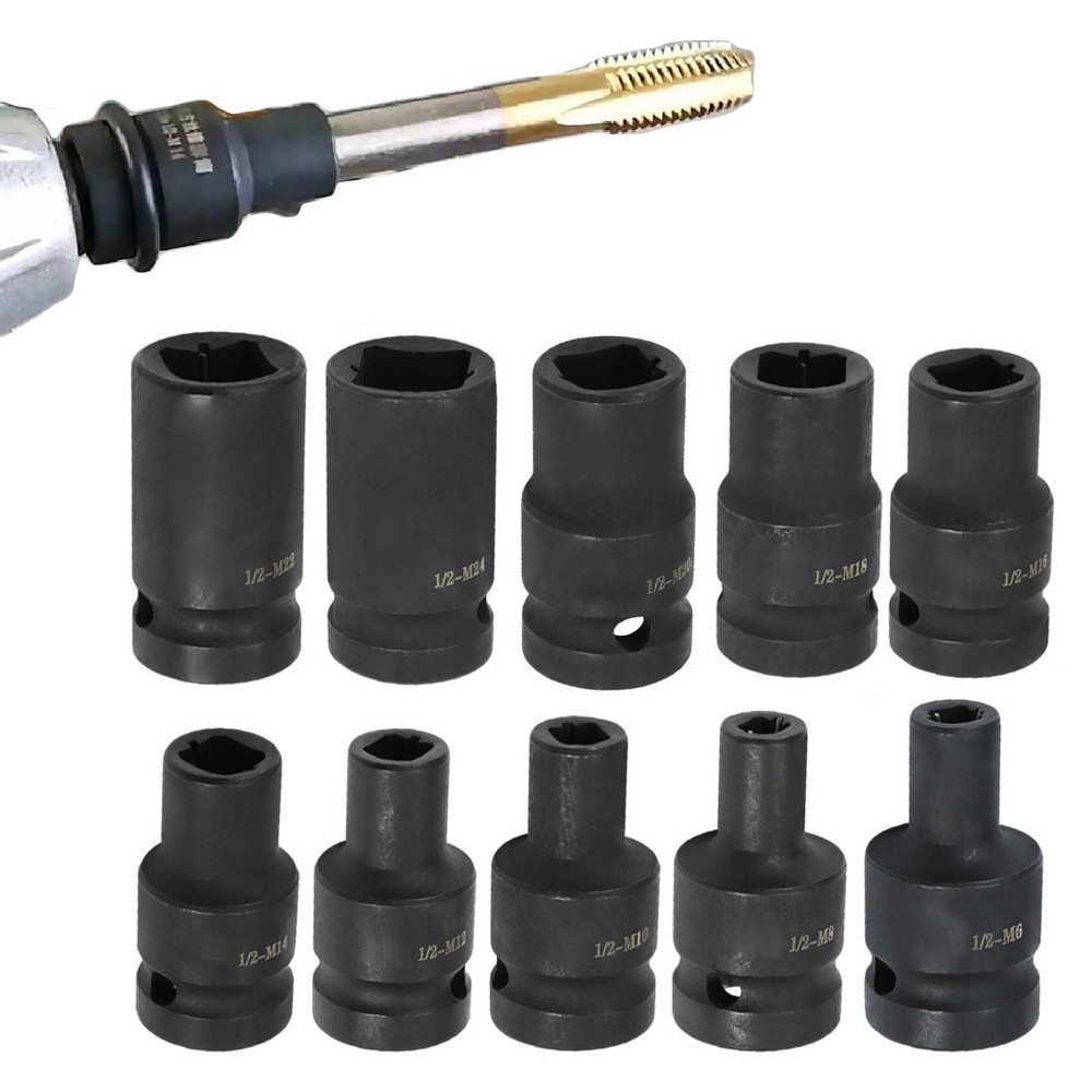 10PCS Square Tap Socket Set For Electric Driver Wrench M6M24 Rust-Proof