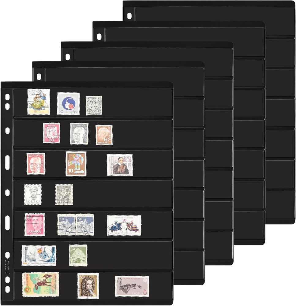 Archival Quality Stamp Album Pages - 5 Sheets, 10 Pages, Easy Binder Integration