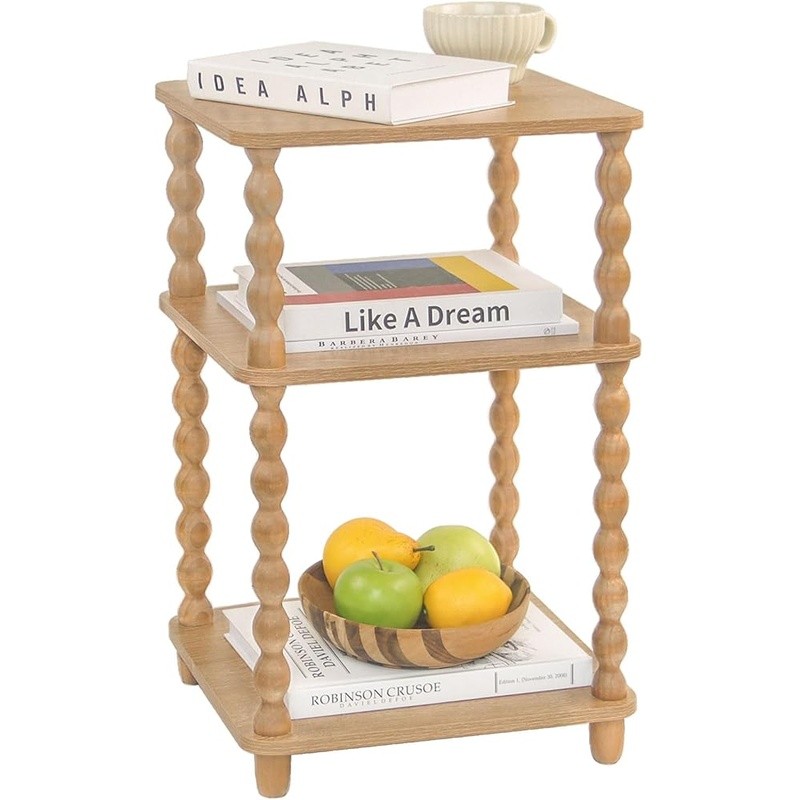 Vintage Side Table 3-Tier Storage Nightstand Compact Design Easy Assembly New