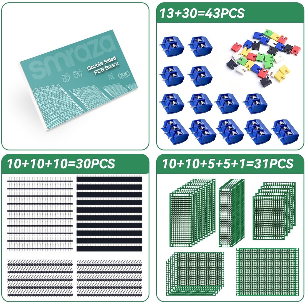 Versatile 104pcs PCB Board Kit for Electronic Prototyping with Header Connectors