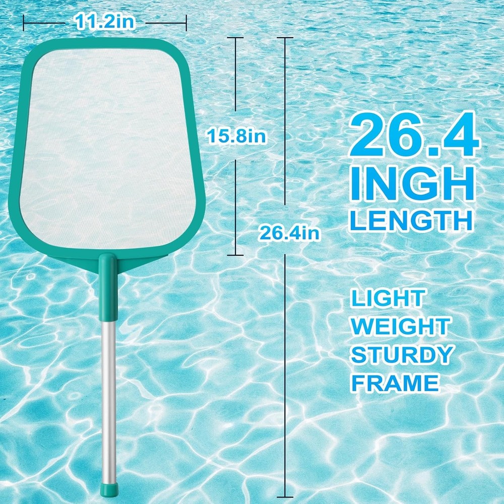 Pool Skimmer - Pool Net with Pole, Pool Skimmer Net with Solid Plastic Frame, Sk