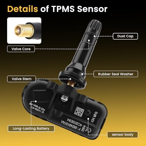 TPMS Tire Pressure Sensors 433MHz Programmed TPMS Sensor Compatible 68157568AA