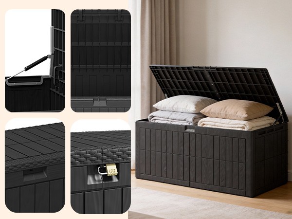 WaterProof 220 Gallon Resin Outdoor Storage Box with Lockable for Garden Patio