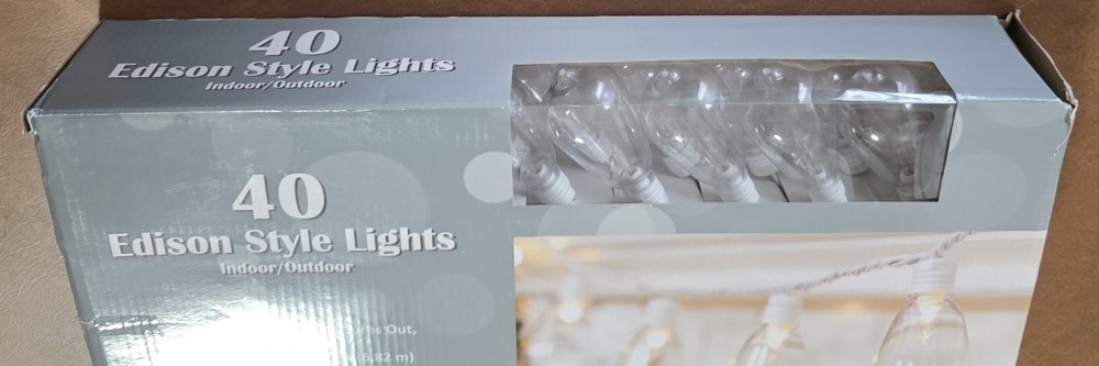 40 Edison Style String Lights Bulbs Indoor/Outdoor (UL Certified)