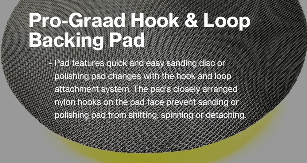 8-inch premium hook-and-loop backing plate,