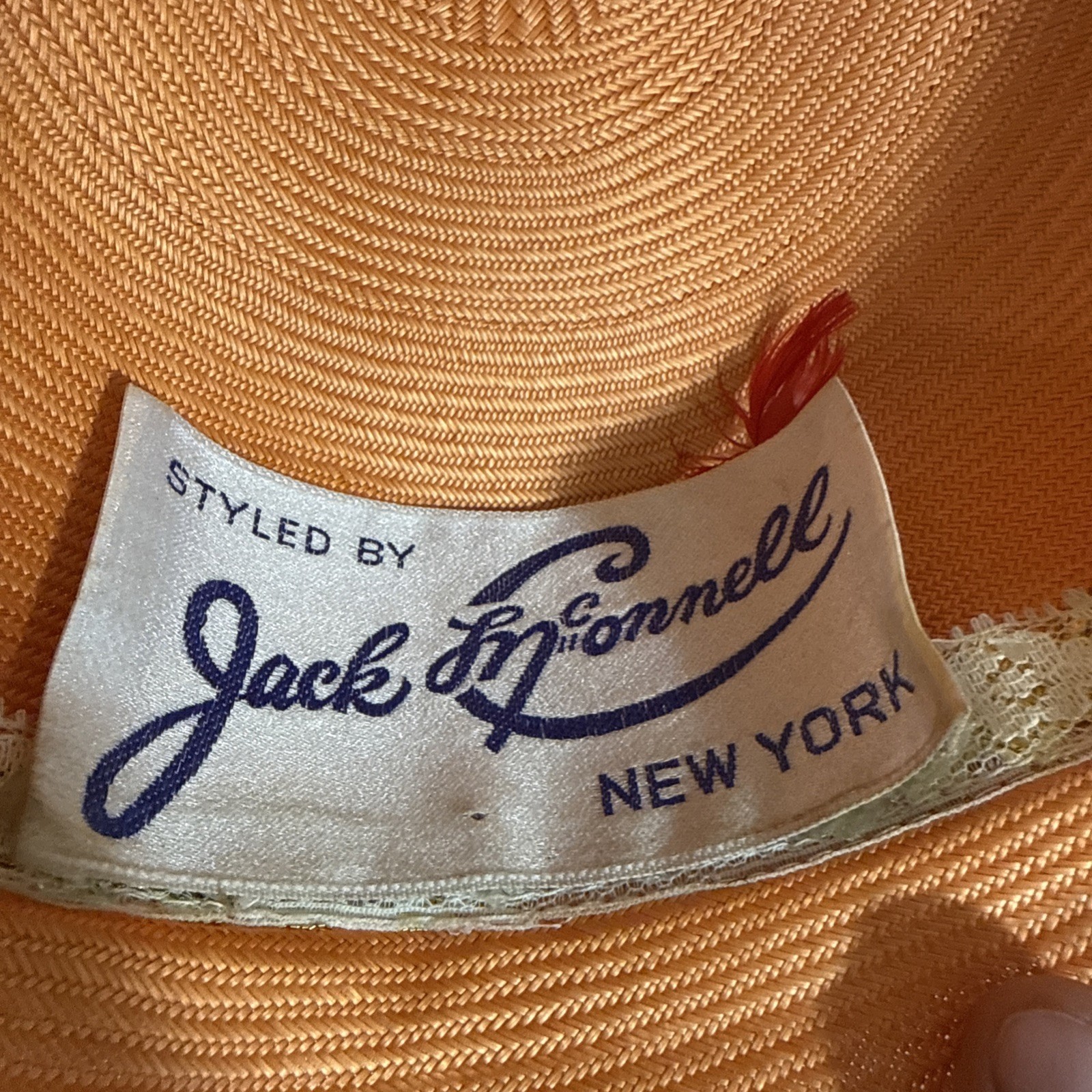 Vintage Jack McConnell Red Feather Edition Hat Floral Boho Derby Designer EUC