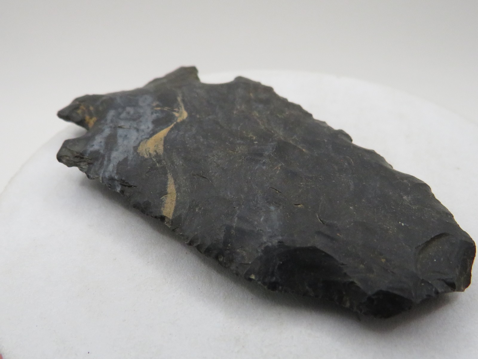 AUTHENTIC INDIAN ARROWHEAD 2 3/8" PROJECTILE PALEO OBSIDIAN POINT OHIO RIVER