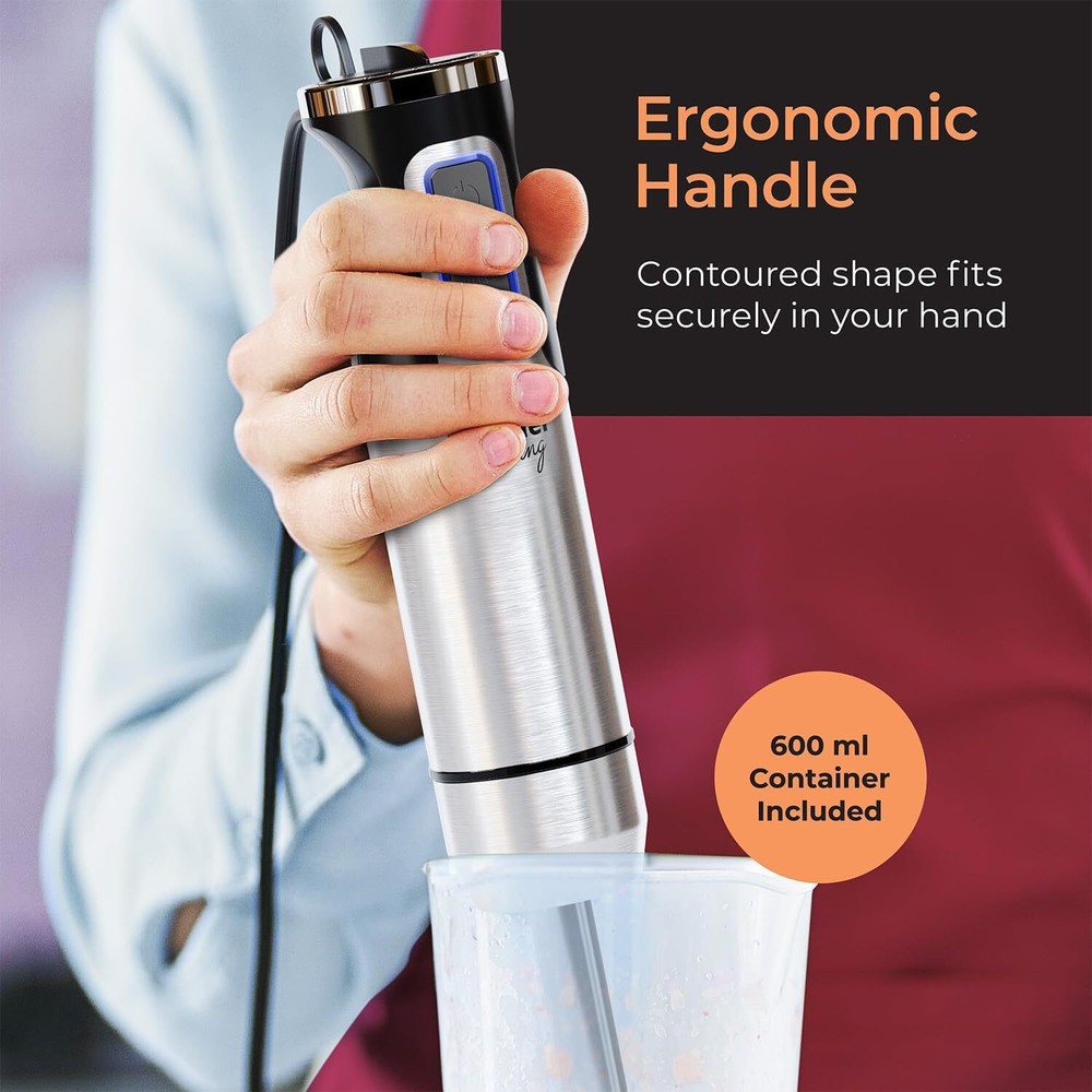 Immersion Hand Blender Complete - 8-Speed Immersion Blender with 7 Attachments