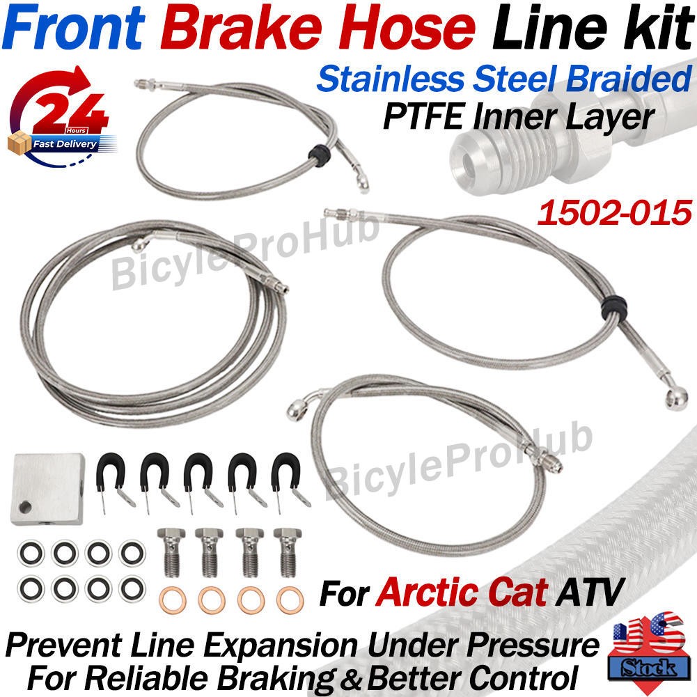 Front Brake Hose Line Braided For Arctic Cat 400 450 500 550 650 700 1000 XT TRV